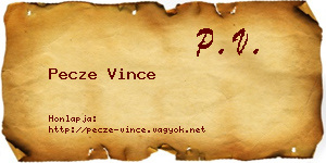 Pecze Vince névjegykártya